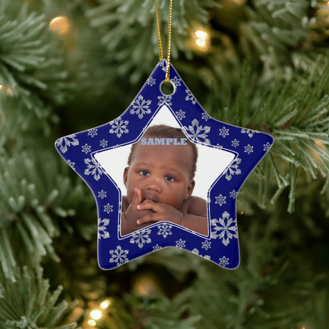 Ornement En Céramique Star Snowflakes Modèle photo Noël (Arbre)