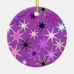 Ornement En Céramique Starburst moderne imprimer, violet violet et orchi