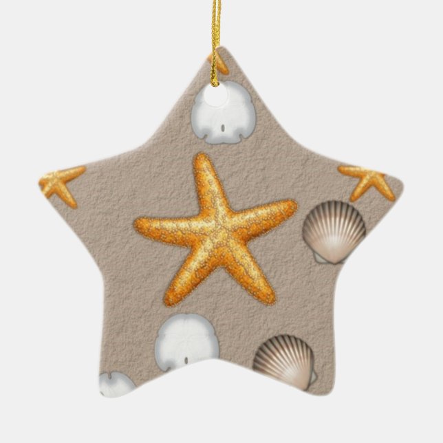 Ornement En Céramique Starfish and Seashells Beach Cadeaux à thème (Devant)