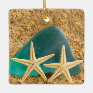 Ornement En Céramique Starfish Et Seaglass