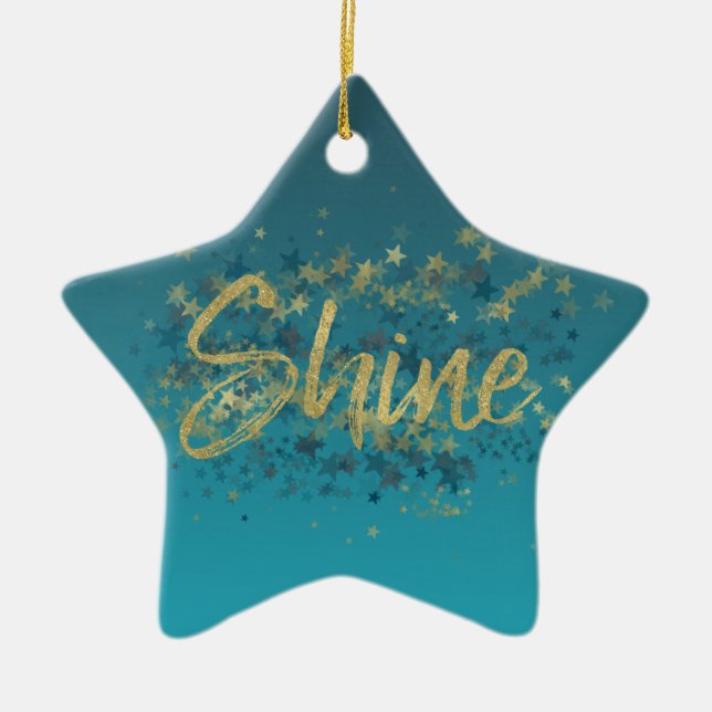 Ornement En Céramique Stars Gold Blue Shine (Devant)