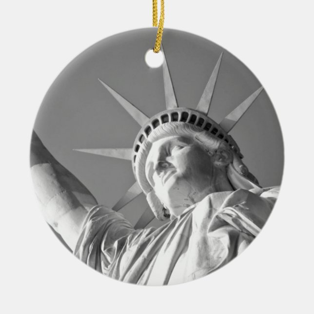 Ornement En Céramique Statue blanche noire de la Liberté (Devant)