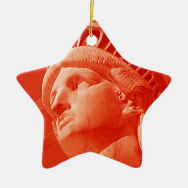 Ornement En Céramique Statue rouge de la Liberté (Devant)