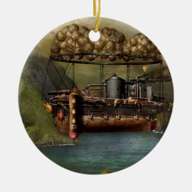 Ornement En Céramique Steampunk - Aéronef - L'Arche de Noé d'origine (Devant)