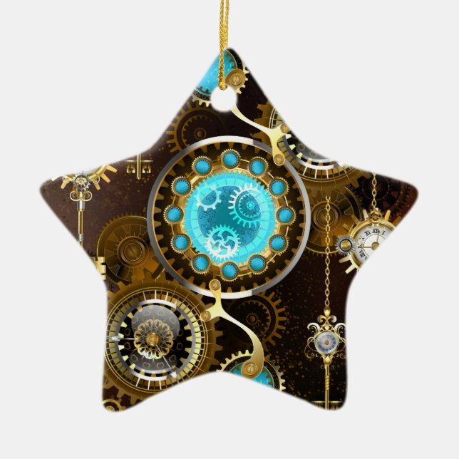 Ornement En Céramique Steampunk Rusty Background (Devant)