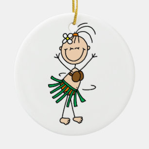 Ornement En Céramique Stick Figure Hula Danse Ornament
