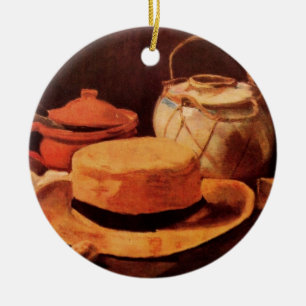 Ornement En Céramique Still Life Casquette de paille jaune par Vincent v