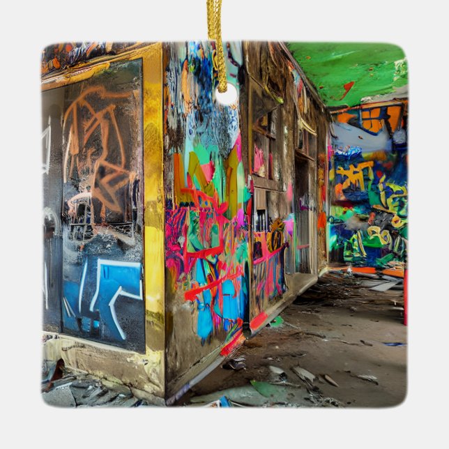 Ornement En Céramique Street Art Abandonné Bâtiment Personnalisé (Devant)
