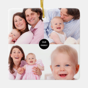Ornement En Céramique Stylish Five Family Photo Collector Noms