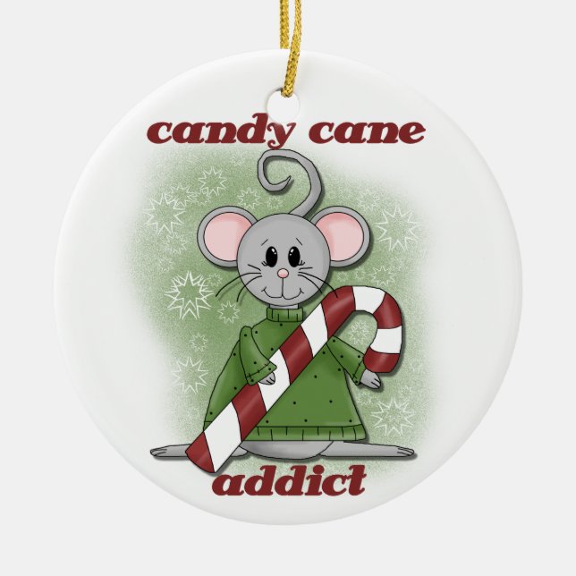 Ornement En Céramique Sucre de canne Addict Noël Garde l'ornement (Devant)