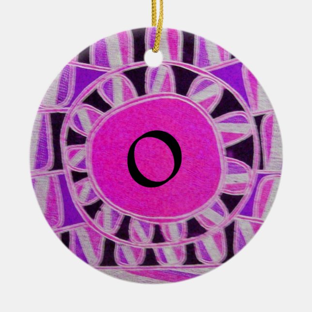Ornement En Céramique SUN SOLAIRE ÉNERGIE MONOGRAM rose violet blanc noi (Devant)