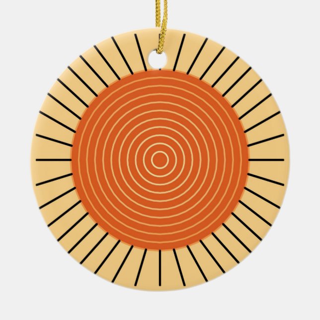 Ornement En Céramique Sunburst géométrique moderne - Mandarin Orange (Devant)