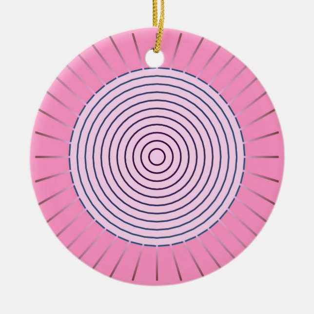 Ornement En Céramique Sunburst géométrique moderne - Nuances de rose (Devant)