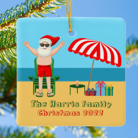 Sunny Beach Santa Claus Cute Custom Christmas