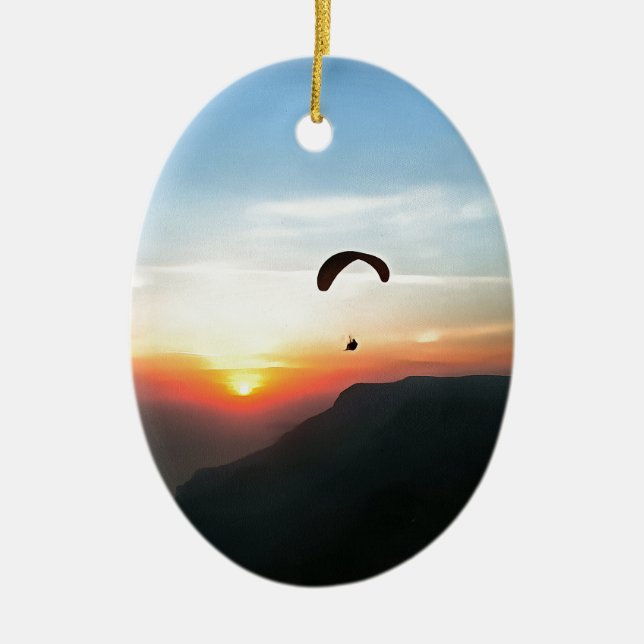 Ornement En Céramique Sunset Paraglide Wanderlust Extreme Sports Art (Devant)
