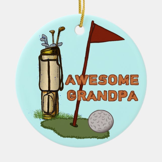 Ornement En Céramique Superbe Grandpa Golf (Devant)