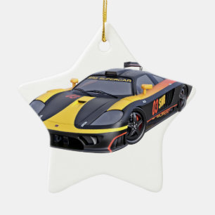 Ornement En Céramique Supercar dans le noir et le jaune