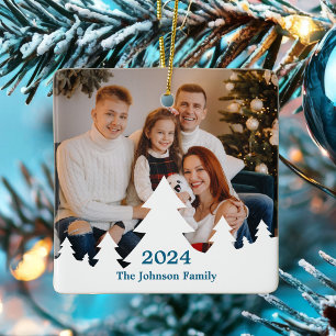Ornement En Céramique Superposition de l'arbre de Noël Photo de famille 