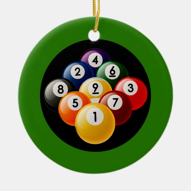 ORNEMENT EN CÉRAMIQUE SUPPORT DE NEUF BILLARDS DE BOULE (Devant)