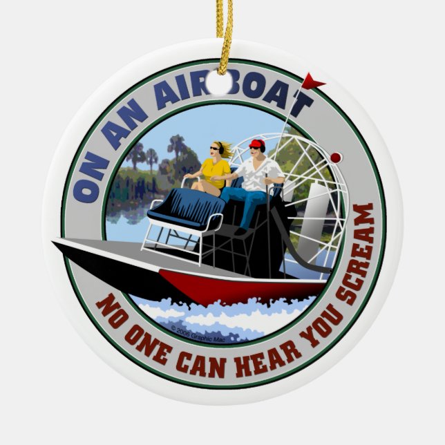 Ornement En Céramique Sur un Airboat personne peut vous entendre crier (Devant)