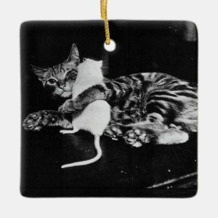 Ornement En Céramique Surprising Friendship - Cat Minnie et Mike Mouse