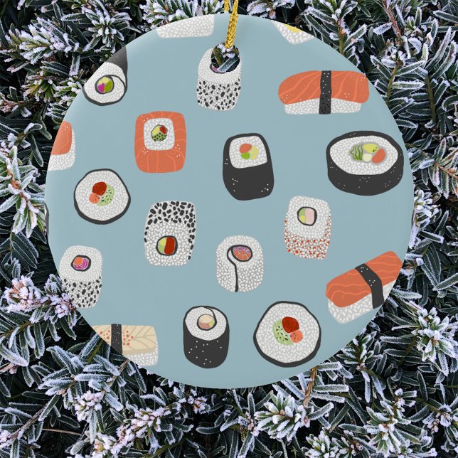 Ornement en céramique Sushi (Japanese sushi Christmas ornament)