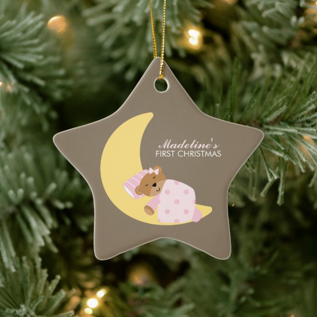Ornement En Céramique Sweet Dreams Lullaby Girl Baby's First Christmas (Arbre)