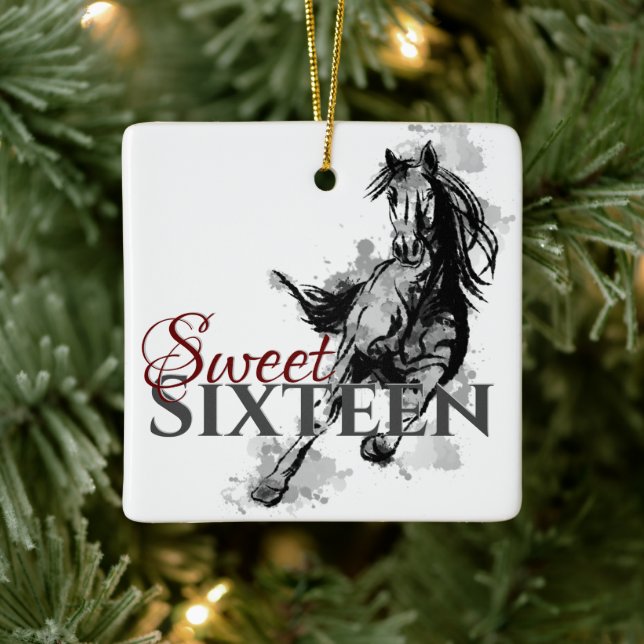 Ornement En Céramique Sweet personnalisé 16 Galloping Horse Noël (Arbre)