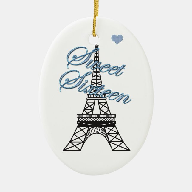 Ornement En Céramique Sweet personnalisé 16 Paris Tour Eiffel (Devant)