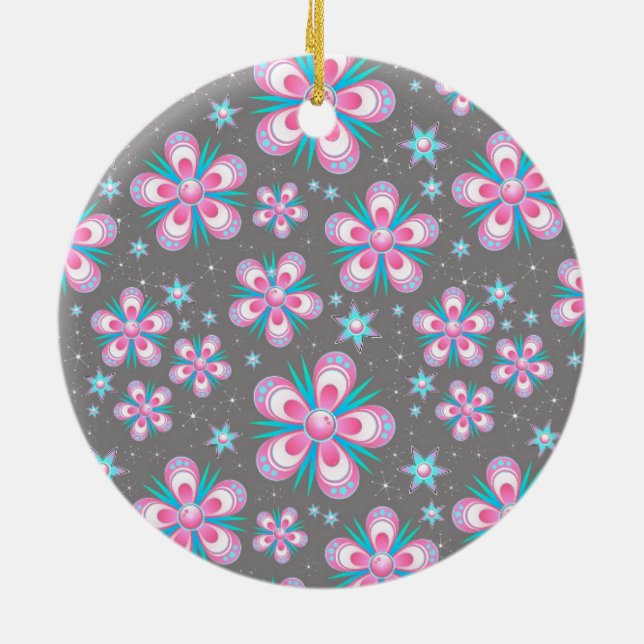 Ornement En Céramique Sweet Romantique Abstrait Fleurs roses Motif (Dos)