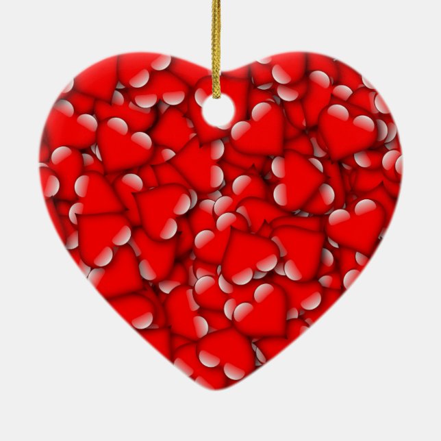 Ornement En Céramique Sweet Romantique Valentine Love Hearts Rouge (Dos)