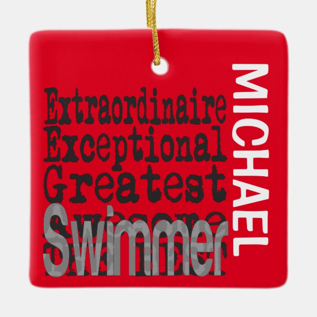 Ornement En Céramique Swimmer Extraordinaire PERSONNALISÉ (Devant)