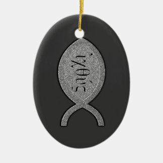 Ornement En Céramique Symbole chrétien de poissons d'IXOYE - effet en