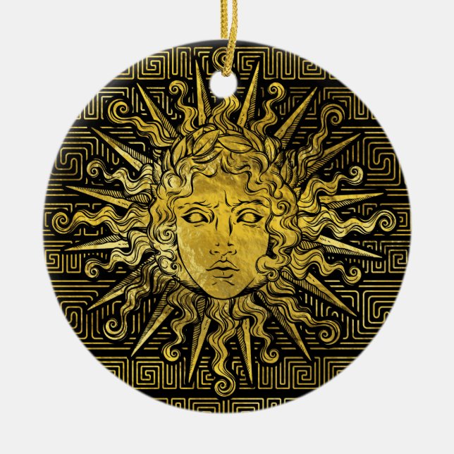 Ornement En Céramique Symbole d'Apollo Sun sur le motif principal grec (Devant)