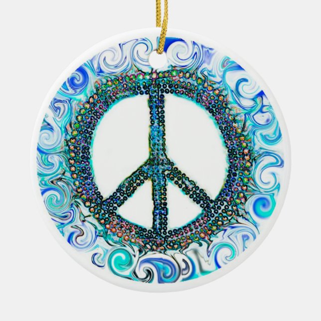 Ornement En Céramique SYMBOLE DE LA PAIX TRIppINE Noël (Devant)
