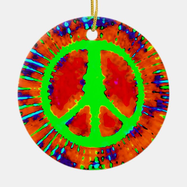 Ornement En Céramique SYMBOLE DE PAIX PsychÉLIQUE Noël (Devant)