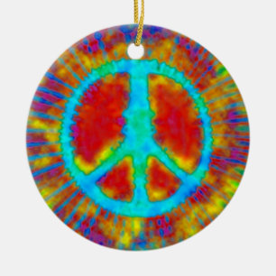Ornement En Céramique SYMBOLE DE PAIX PsychÉLIQUE Noël