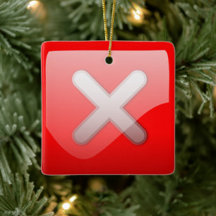 Ornement En Céramique Symbole rouge X Noël