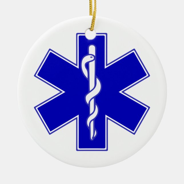 Ornement En Céramique Symbole Star of Life - texte personnalisé (Devant)
