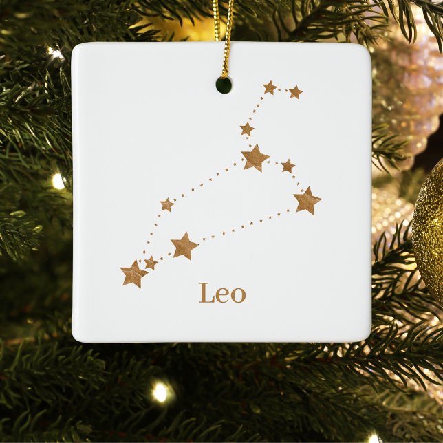Ornement En Céramique SYMBOLE Zodiaque moderne Gold Leo | Incendie d'élé (Créateur téléchargé)