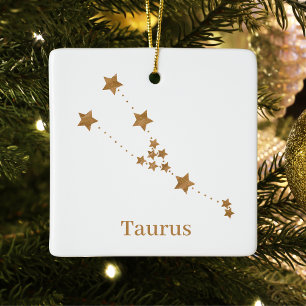 Ornement En Céramique SYMBOLE Zodiaque Moderne Taurus Or   Élément Terre