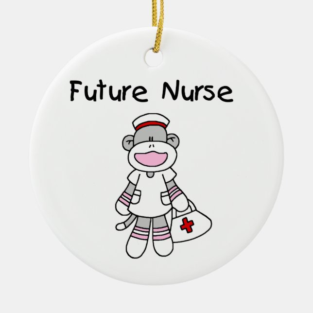 Ornement En Céramique T-shirts et cadeaux d'infirmière de singe de (Devant)