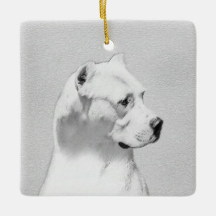 Ornement En Céramique Tableau Dogo Argentino - Art Chien original