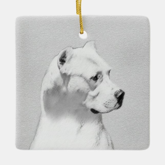 Ornement En Céramique Tableau Dogo Argentino - Art Chien original (Devant)