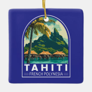Ornement En Céramique Tahiti Polynésie Française Voyage Emblem