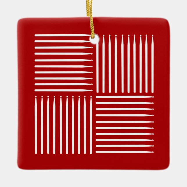 Ornement En Céramique Tambour crosshatch rouge (Devant)