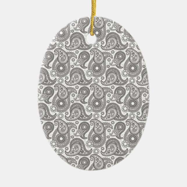 Ornement En Céramique Tangerine Black Paisley (Devant)