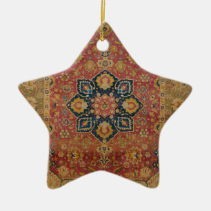 Ornement En Céramique Tapis persan asiatique Kashan en or rouge