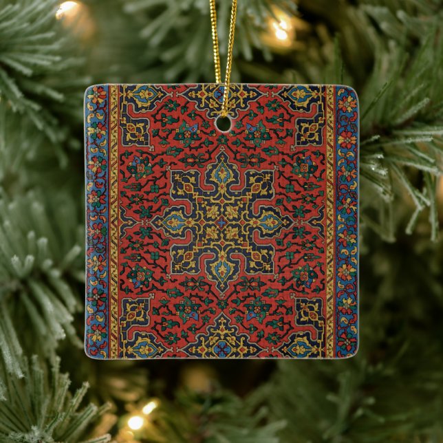 Ornement En Céramique Tapis Perse Tapis Rouge Bleu classique (Arbre)