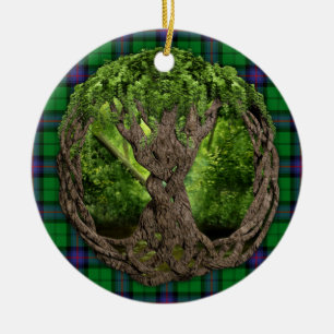 Ornement En Céramique Tartan d'Armstrong de clan et arbre de la vie